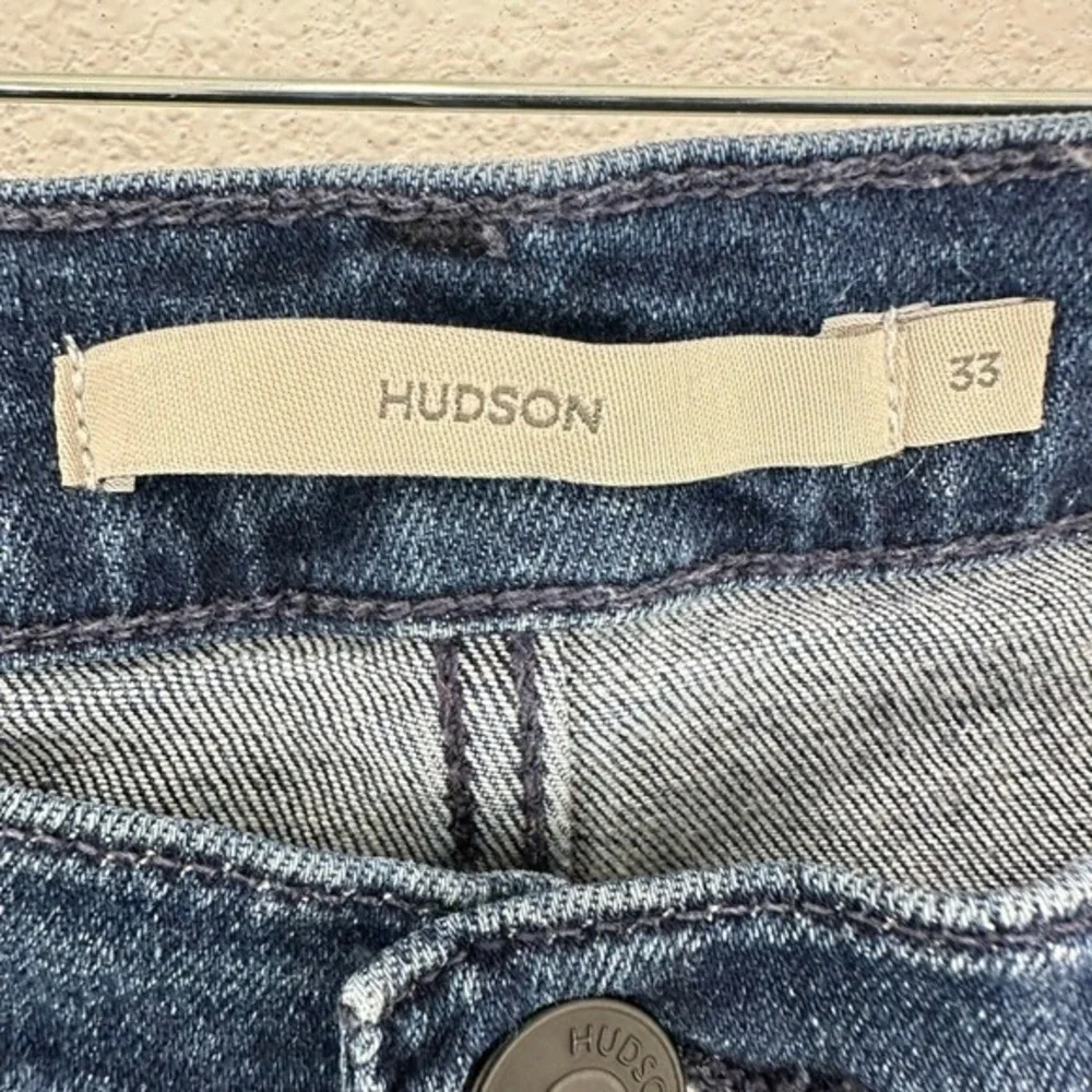 Hudson Rosie Wide Leg High‎ Rise Jeans Dark Wash Wm Size 33 Button Fly Raw Hem - Picture 3 of 8